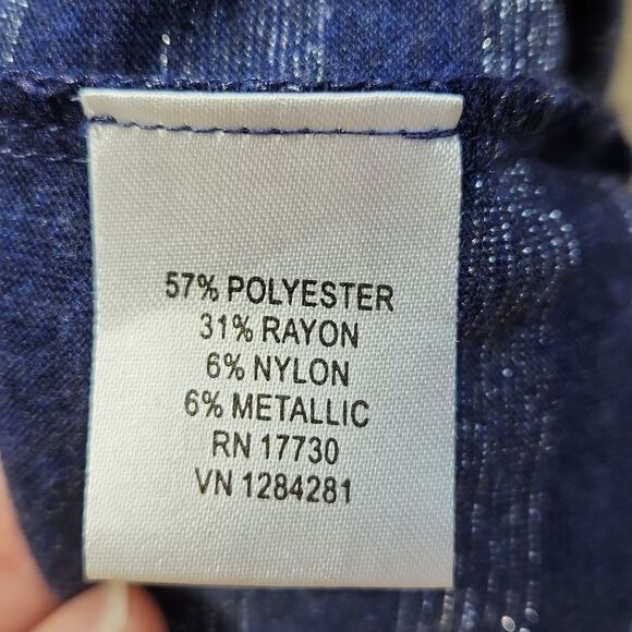 🔺️Converse Blue & Metallic Silver Striped Cowl Neck Sleeveless Top Large - Picture 8 of 9